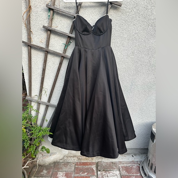 House of CB 'Mademoiselle' Black Satin Tulle Midi Dress - Picture 11 of 16